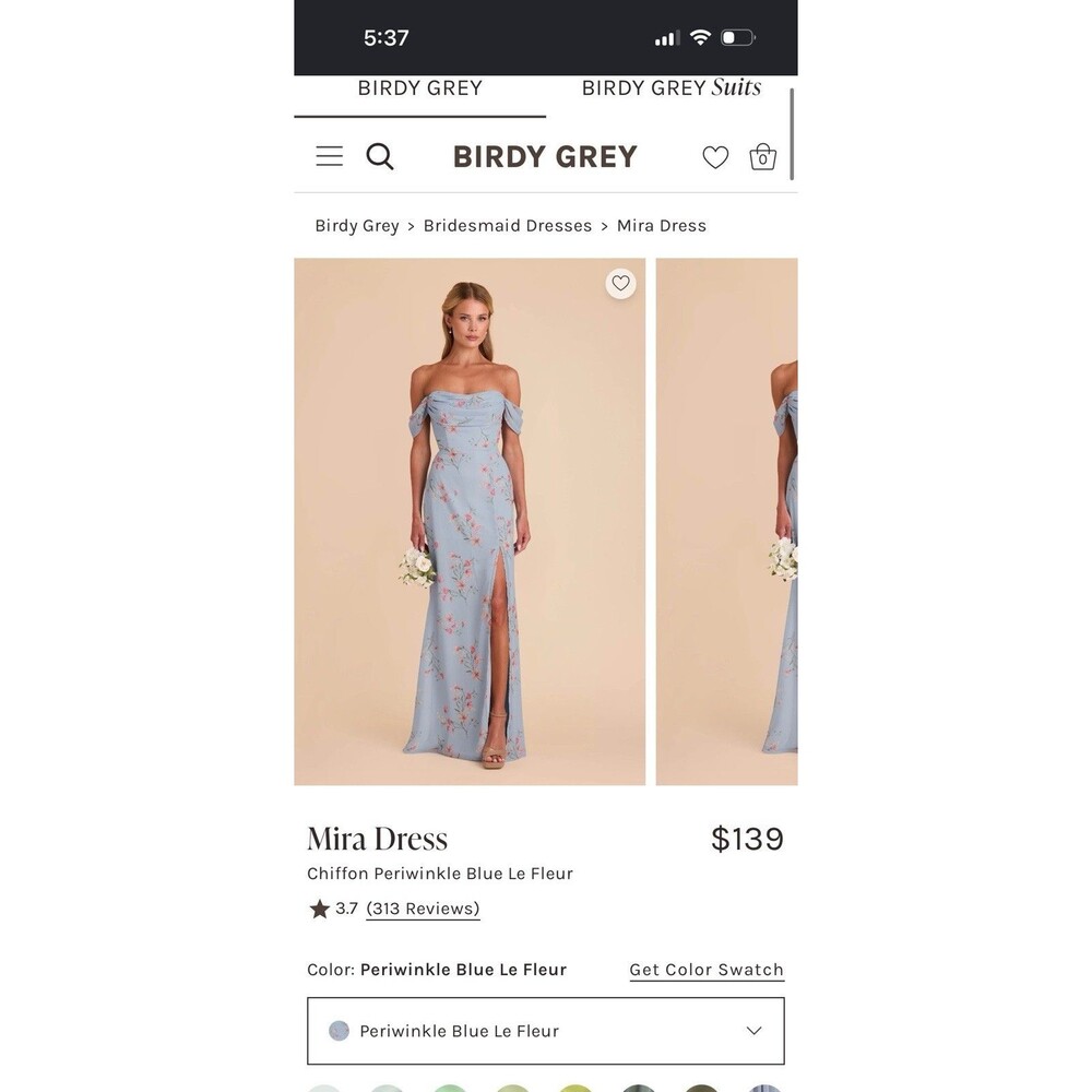 Birdy Grey Mira Dress Chiffon Periwinkle Blue le Fleur Size M NWT Wedding Guest